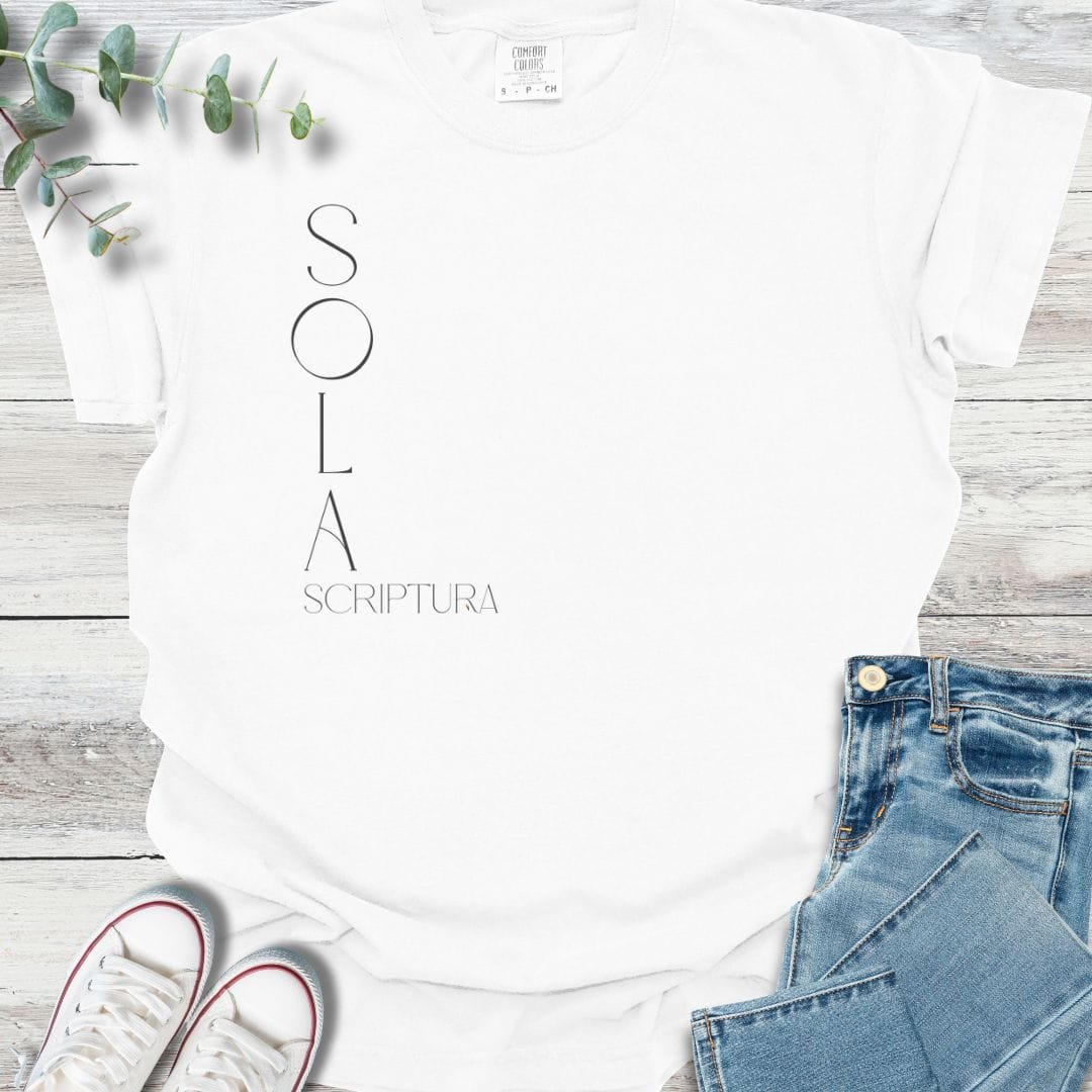 Sola Scriptura T-shirt in White - Christian graphic tee