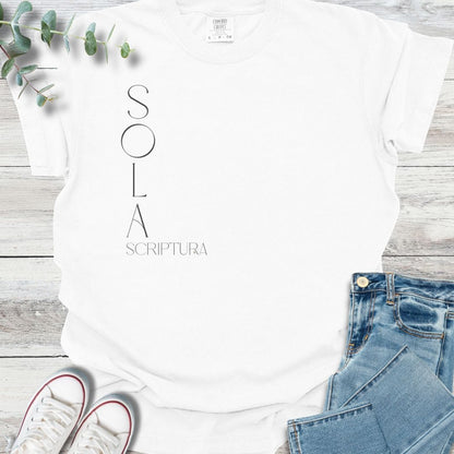 Sola Scriptura T-shirt in White - Christian graphic tee