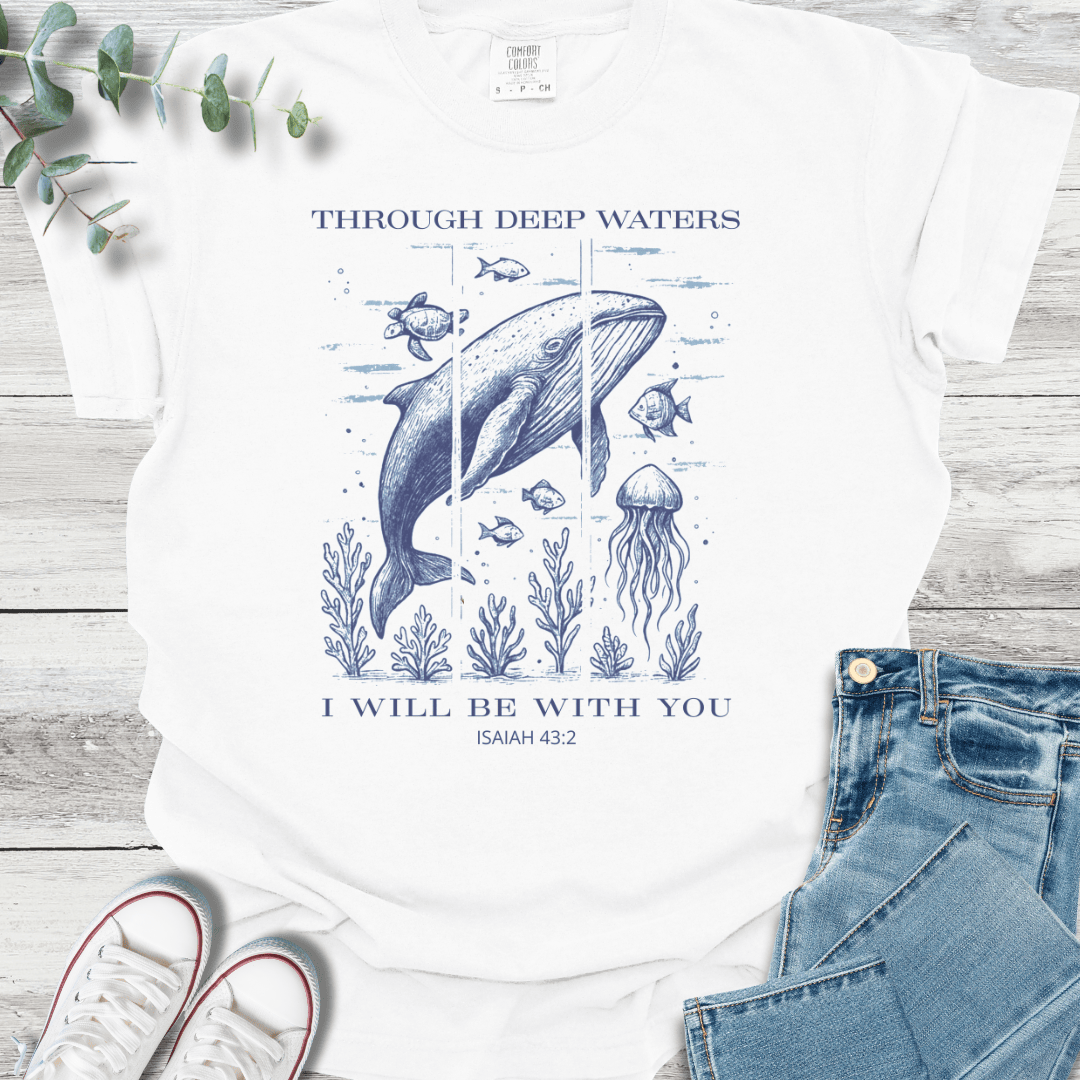 Deep Waters T-shirt in White - Christian graphic tee