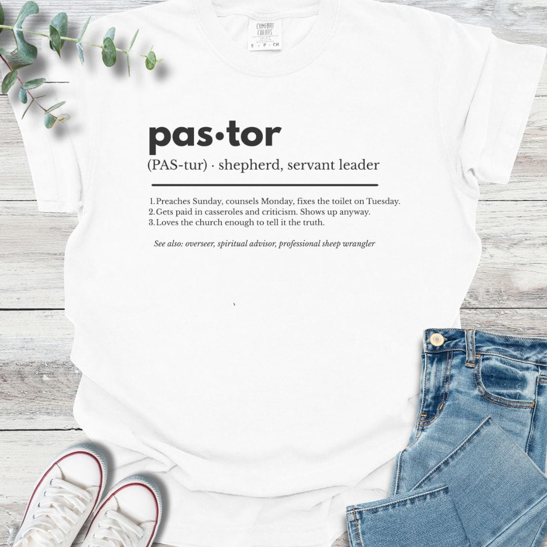 Pastor Definition T-shirt in White - Christian graphic tee