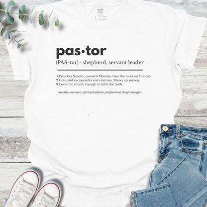 Pastor Definition T-shirt in White - Christian graphic tee