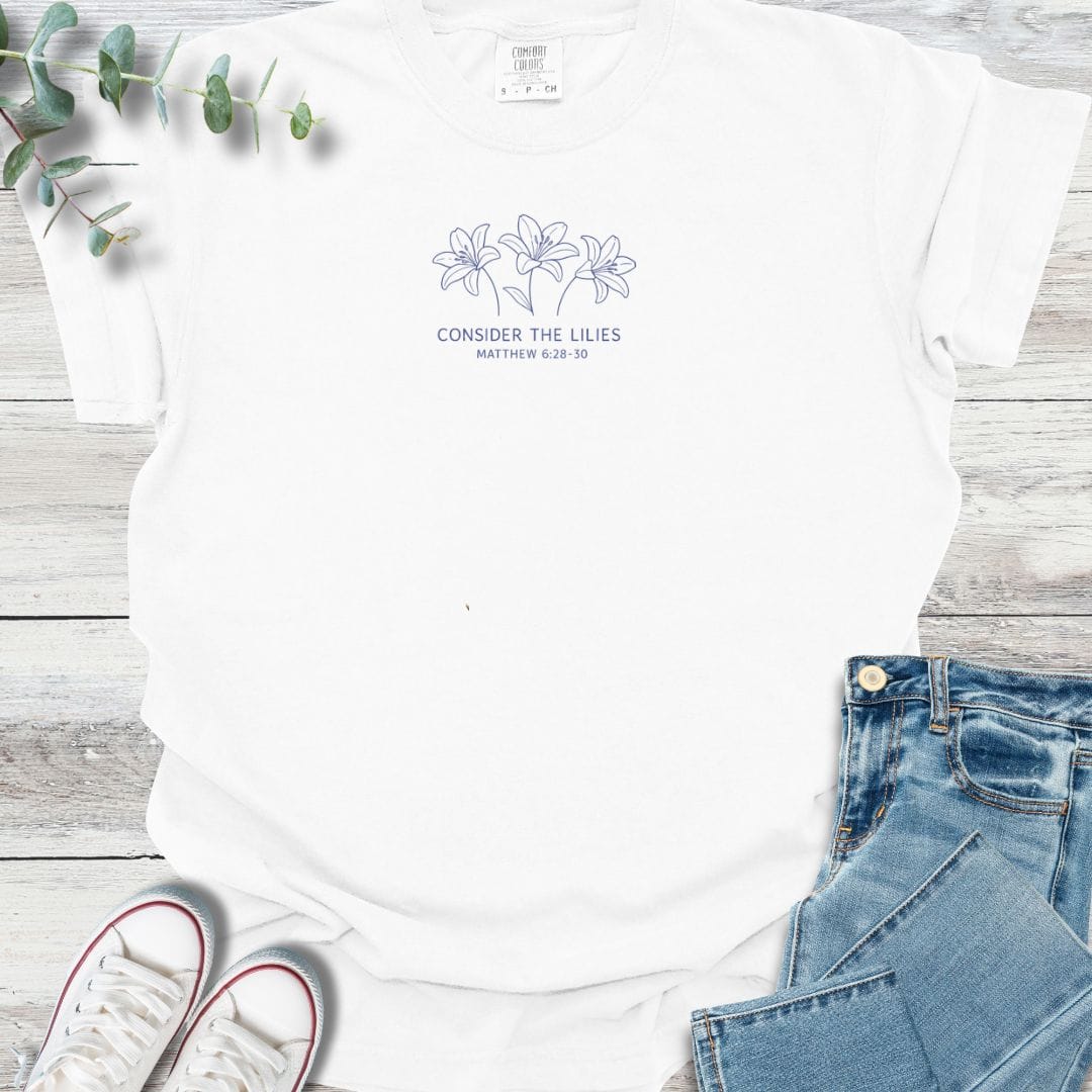Lilies T-Shirt in White - Christian graphic tee