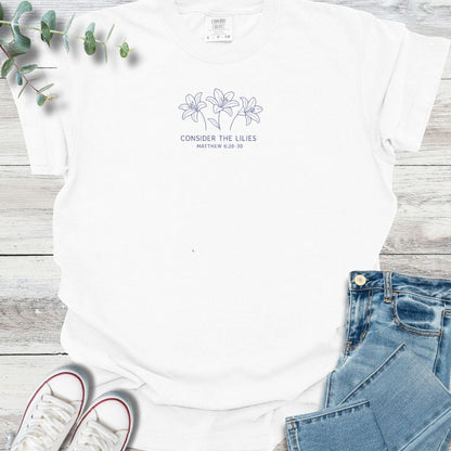 Lilies T-Shirt in White - Christian graphic tee