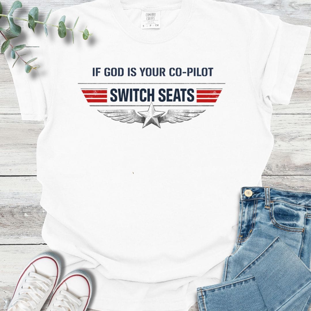 Co-Pilot T-shirt in White - Christian graphic tee
