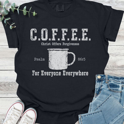 Cup Of Forgiveness T-Shirt in Black - Christian graphic tee