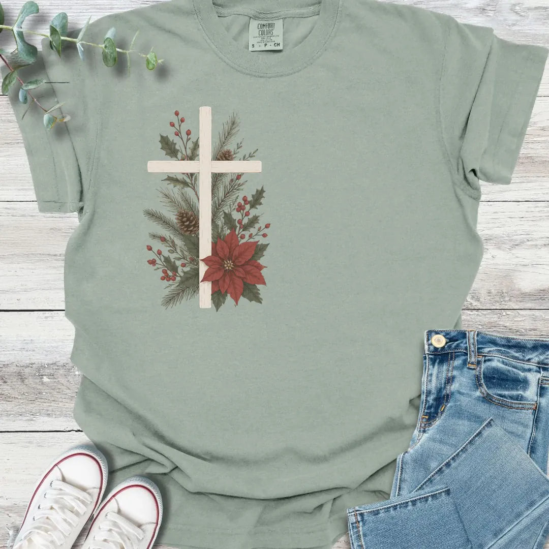 Christmas Cross T-Shirt - Christian graphic tee