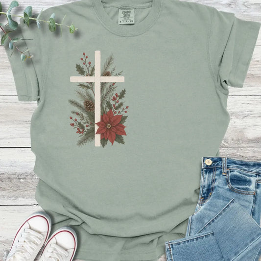 Christmas Cross T-Shirt - Christian graphic tee