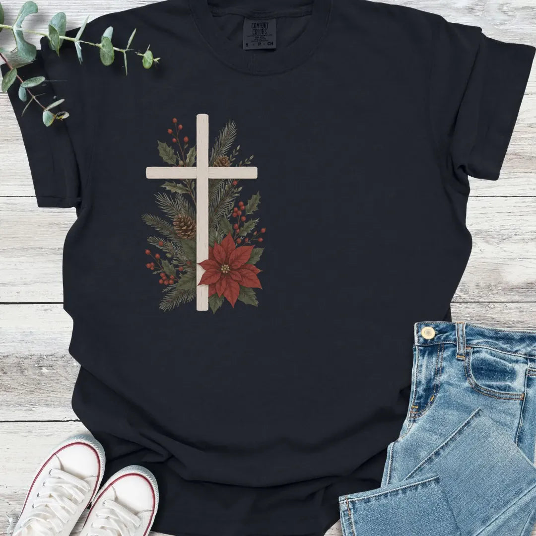 Christmas Cross T-Shirt - Christian graphic tee