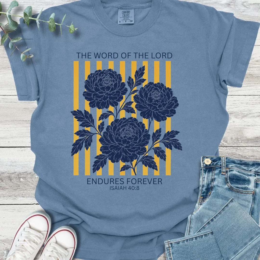 Enduring Word T-Shirt in Blue Jean - Christian graphic tee