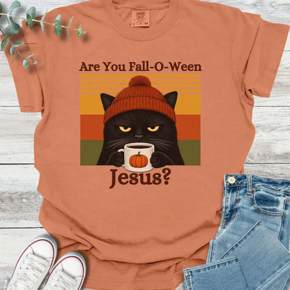 Fall-O-Ween Cat T-Shirt - Christian graphic tee