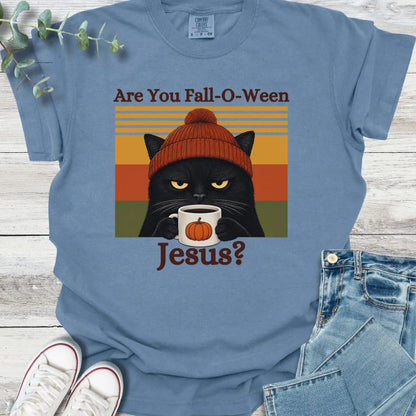 Fall-O-Ween Cat T-Shirt - Christian graphic tee