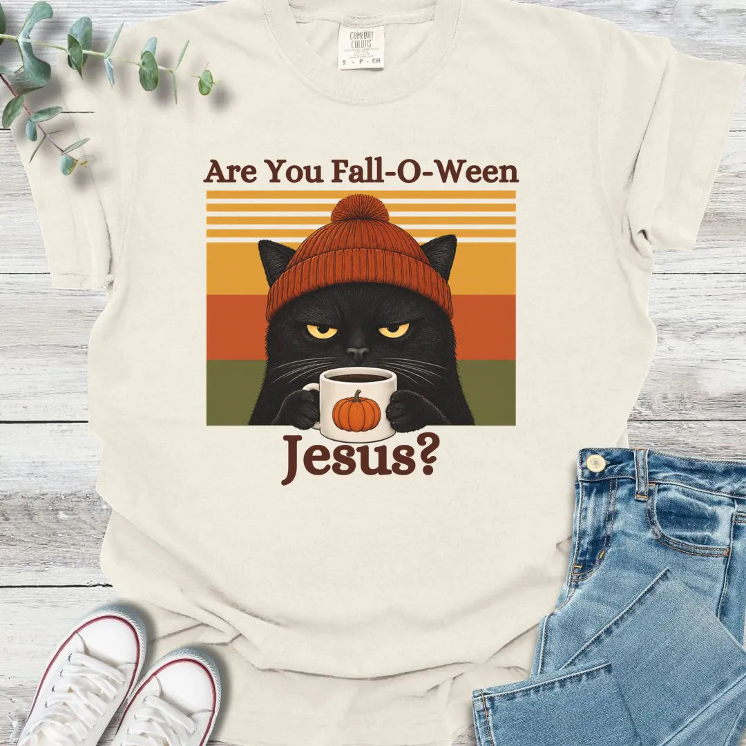 Fall-O-Ween Cat T-Shirt - Christian graphic tee