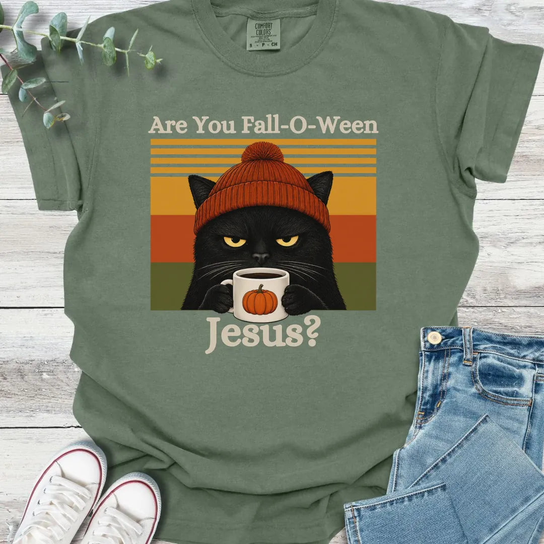 Fall-O-Ween Cat T-Shirt - Christian graphic tee