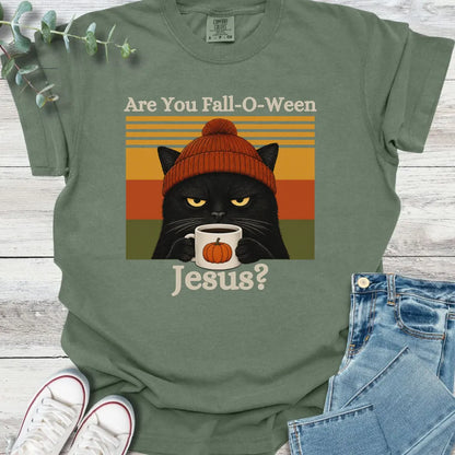 Fall-O-Ween Cat T-Shirt - Christian graphic tee