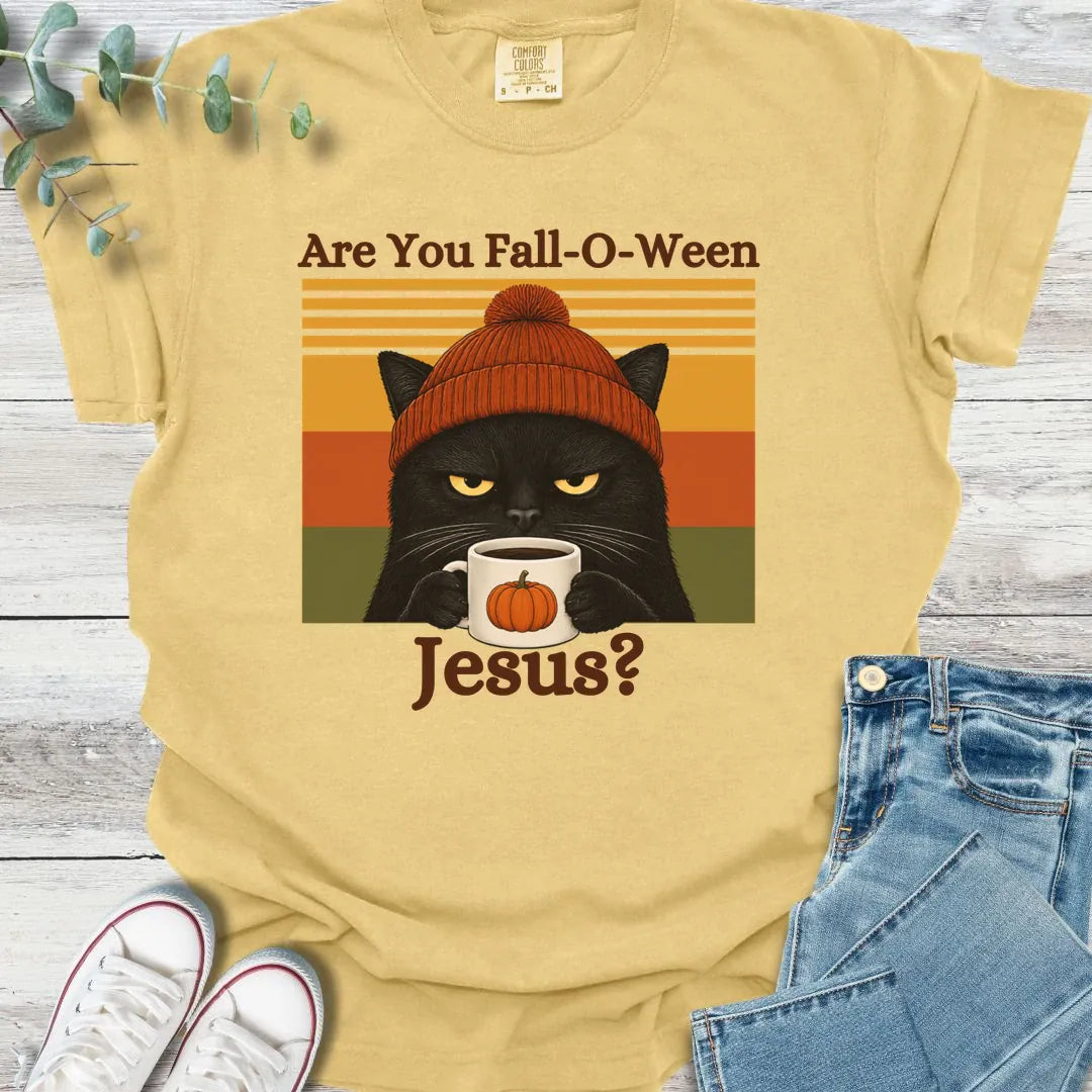 Fall-O-Ween Cat T-Shirt - Christian graphic tee