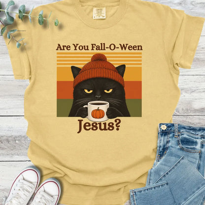 Fall-O-Ween Cat T-Shirt - Christian graphic tee