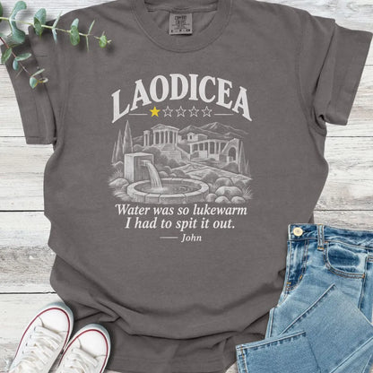 Laodicea Review T-Shirt - Christian graphic tee