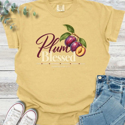 Plum Blessed T-Shirt - Christian graphic tee