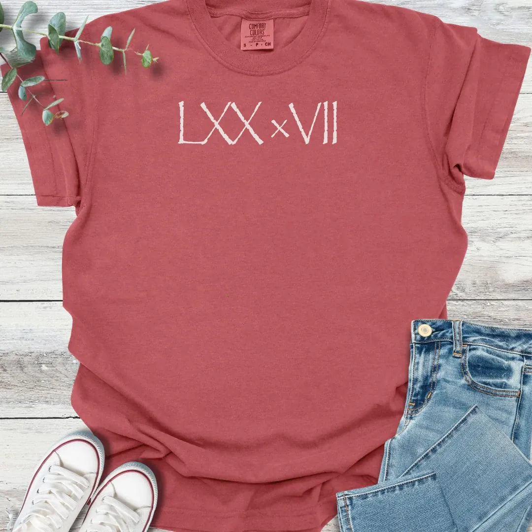 Roman Numeral 70x7 T-Shirt - Christian graphic tee