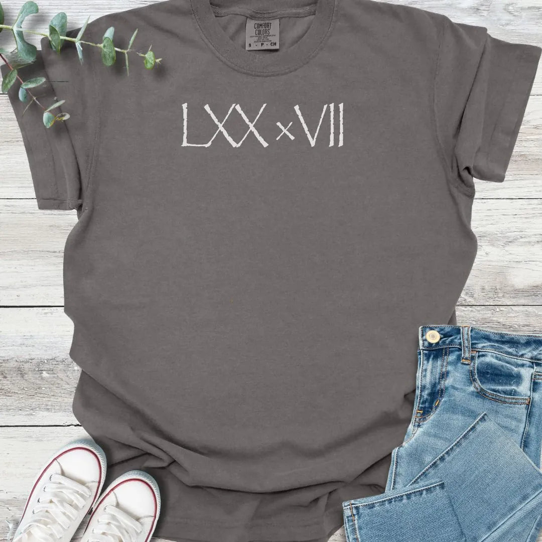 Roman Numeral 70x7 T-Shirt - Christian graphic tee