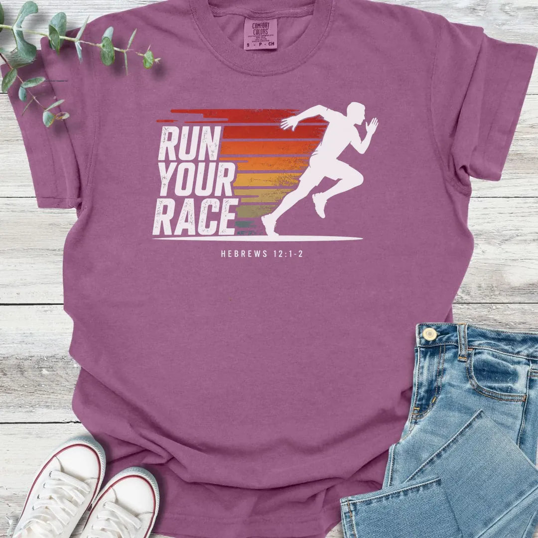 Run Your Race T-Shirt - Christian graphic tee