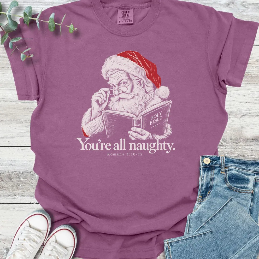 Santa Read Romans T-Shirt - Christian graphic tee