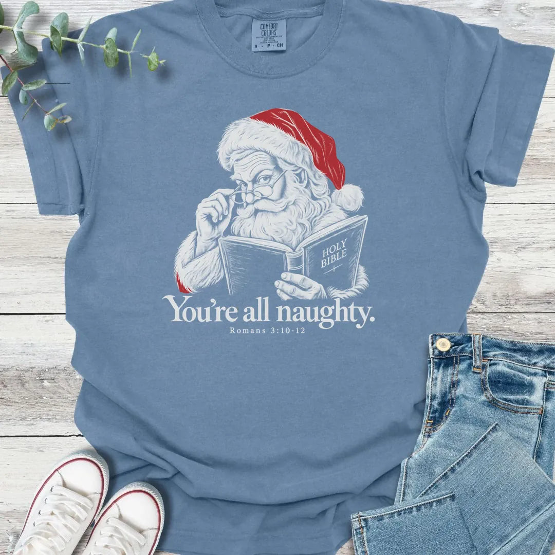 Santa Read Romans T-Shirt - Christian graphic tee